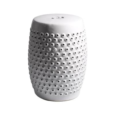 China High Quality Creative Removable Cover Honeycomb Custom Design White Ceramic Drum Stool for sale