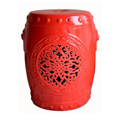 China Removable Cover Wholesale Customized Pattern Good Quality Carving Custom Ceramic Drum Stool for sale