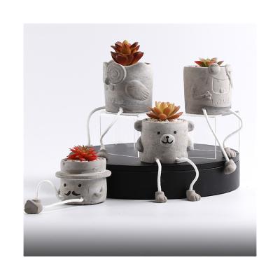 China Modern high quality creative new design supplies cartoon cement gardening flower pot for sale