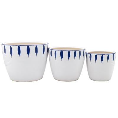 China Modern Special Design Widely Used Garden Planting Blue And White Porcelain Flower Pots for sale