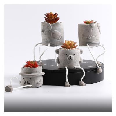 China Best Price Modern Gray Cartoon Cement Flower Pot Modern Gardening Supplies for sale