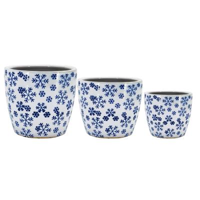 China Good quality blue porcelain modern hot sale decorative ceramic flowerpot white for sale