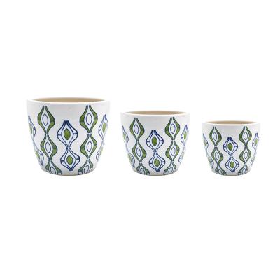 China Modern Unique Design Hot Sale Porcelain Gardening Supplies Blue White Flower Pots for sale