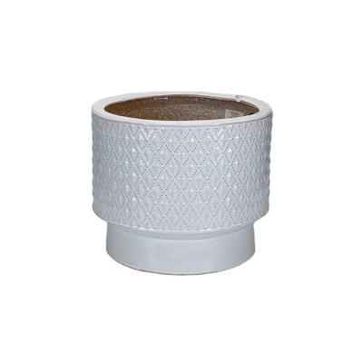 China Modern Special Hot Sale Customized Ceramic Flower Pot With White Pattern for sale