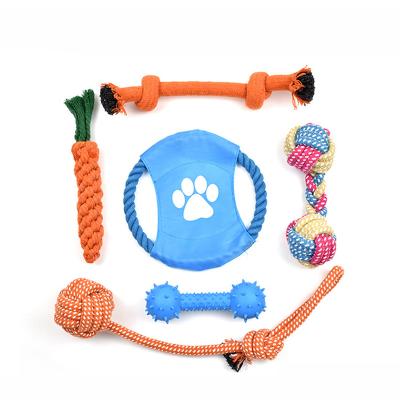 China Colorful Stocked Toy Pet Dog Cotton Rope Toy Tooth Grinding Tooth Cleaning Pet Dog Rope Combination Set for sale