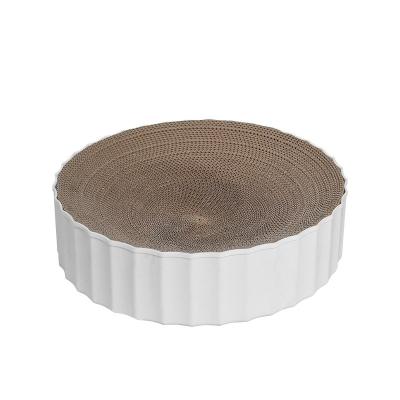 China High Density Round Corrugated Cat Scratcher Lounge Cardboard Cat Nest Cat Scratch Board Large Corrugated Paper Pet Bowl for sale