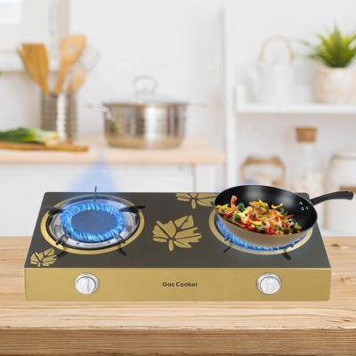 China Industrial Household Kitchen Cast Iron Double Burner Low Price Table Top Stainless Steel Household Chinese Gas Stove for sale