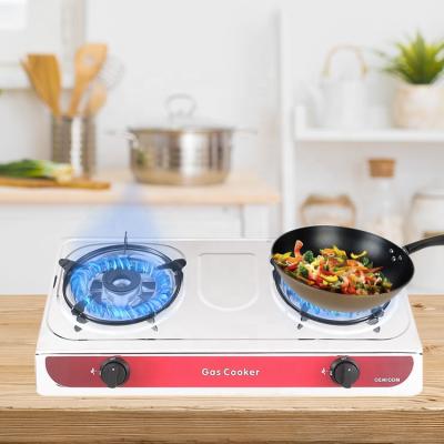 China Home Household Kitchen Appliances Use Cooking Tool Restaurant Stainless Steel Smart Cooker Butane Table 2 Burner Automatic Gas Stove for sale