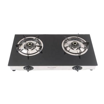 China Top 2 burner hot automatic ignition household sale product lpg factory price glass panel natural gas electricity stove for sale