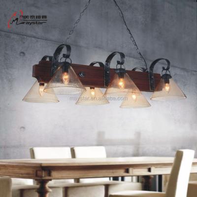 China Art Decorative Black Metal Wood Modern Decorative Creative Modern Pendant Light Vintage Rustic Style For Cafe for sale