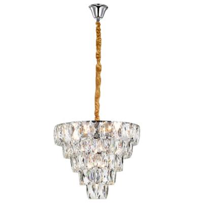 China Modern Luxury Crystal Chandelier Living Room Crystal Cone Shaped Pendant Light for sale