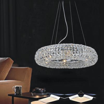 China Modern Simple Crystal Ring LED Ceiling Light E14 Base Suspended Crystal Pendant Light for sale