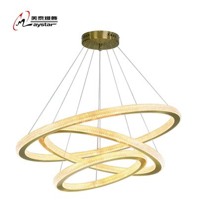 China New Design Modern Modern LED Three Ring Acrylic Pendant Light Outer Side Bright for sale