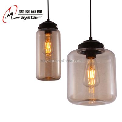 China Vintage Modern Industrial Mason Jar Glass Pendant Light Bottle Hanging Dining Light for sale