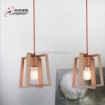 China Modern Nordic Style Indoor Decoration Natural Wood Dining Pendant Light for sale