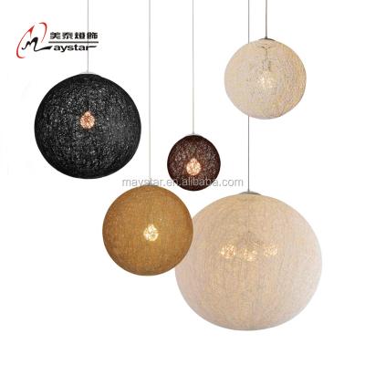 China Modern Contemporary Round Ball Hemp Rope Hanging Ball Light Large Rattan Pendant Lamp For Home Indoor for sale