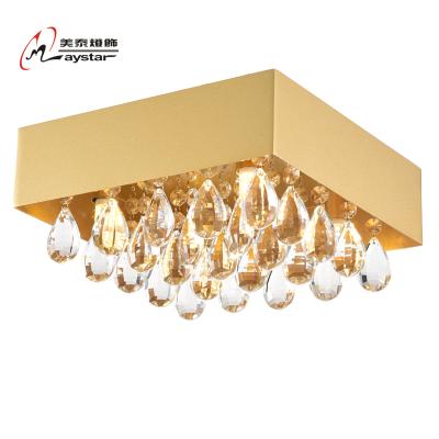 China Vintage Square Crystal Ceiling Light Small Size Modern Decorative Gold Color Metal for sale