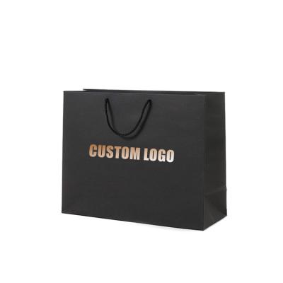 China Recyclable Hot Selling Custom Printed Large Luxury Black Shopping Mens Gift Paper Packaging Bag for sale