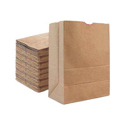 China Large Capacity 12x7x17.5 Custom Brown Recyclable Bag With Printed Logo Kraft Paper Grocery Paper Bags For Shop Shopping Or Delivery for sale