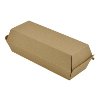 China Recyclable Paperboard Hot Dog Box Custom Food Grade Logo Printed Corrugated Kraft Paper Hot Dog Box for sale