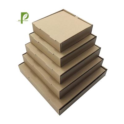 China Recyclable Brown Corrugated Kraft Cardboard Pizza Box Take Out Containers Kraft Pizza Boxes for sale