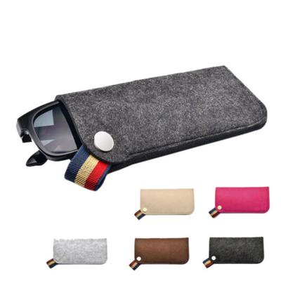 China Classic Soft Felt Colorful Sunglasses Case Glasses Box Pouch Bag With With Laser Print Logo for sale