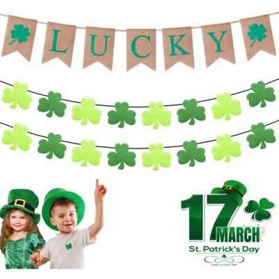 China Shamrock Felt Decorations 2 St.Patricks Day Eco-Friendly/Recyclable/Decorative Clover Garland St.Patricks Day Accessories. Patrick's day banner decor for sale