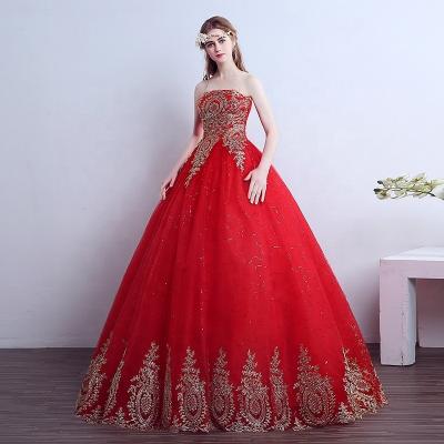 China Breathable Wedding Dress Women Fashion Strapless Embroidered Floor Length Vestidos De Novias Off The Shoulder Slim Wedding Dress for sale