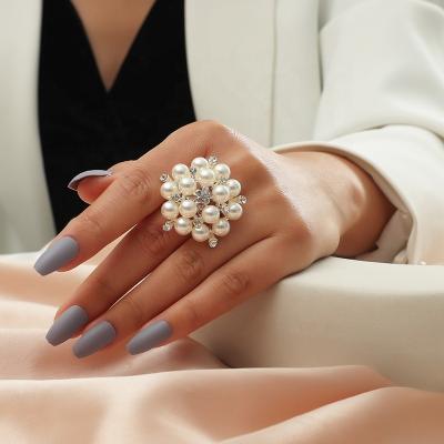 China Vintage Fashion Jewelry Index Ring Opening Adjustable Pearl Ring for sale