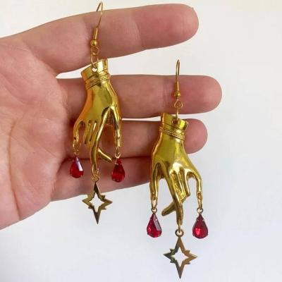 China Unique Ruby Gold Star Teardrop BOHEMIA Hands Earring Pendant Earrings Fashion Shining for sale