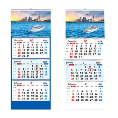 China Wall Calendar 3 Times Wall Calendar With Plastic Slider for sale