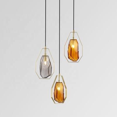 China Modern Creative Modern Smoky Glass Ceiling Chandelier Lamps Hanging Gold Metal Led Kitchen Hotel Mini Pendant Pendant Light en venta