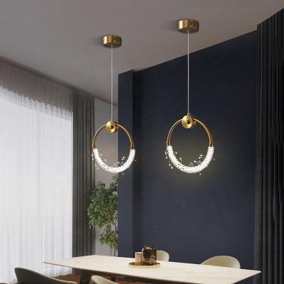 Cina Modern Nordic Modern Circle Pendant Round Ring Lightings Luxury Hanging Lamp Crystal Led Gold Kids Room Chandeliers in vendita