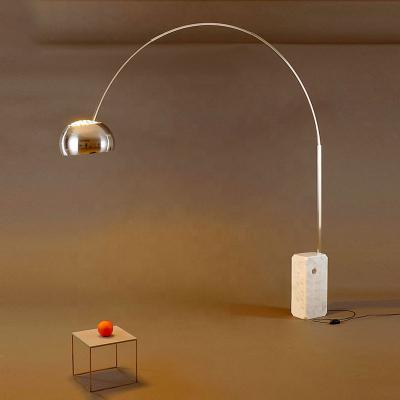 China modern modern arc stand silver floor lighting e27 square marble base fishing home decor reading floor lamp for sale