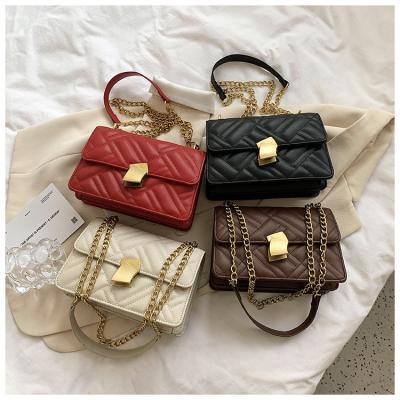 China Fashion Lock Chain Shoulder Messenger Bags Elegant Female Square Bag Leather Bags Women Handbags Small for sale