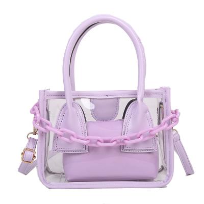 China Lady Special Hot Selling PVC Single Retro Single Shoulder Transparent Handbags for sale