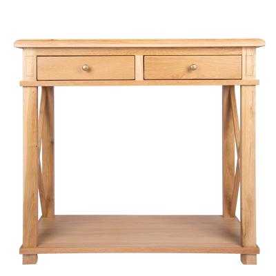 China Convertible Hallway Living Room Furniture Oak Solid Wood One Shelf 2 Drawers Console Table for sale