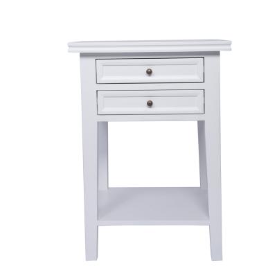 China New Style Two Drawers Solid High Quality Bedroom Furniture Antique Birch Wood Birch White Night Stand for sale