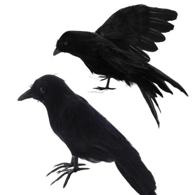 China Fashional Halloween Simulation Crow Ghost Festival Decoration Props Artificial Black Crow for sale