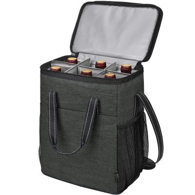 China Travel Wine Cooler Carrier Waterproof Portable Carry Bags For 6 Wine Bottles for sale