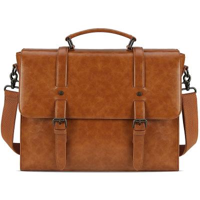 China Vintage Waterproof Large Waterproof Men's Business Messenger Leather Laptop Bag for Office Work for sale