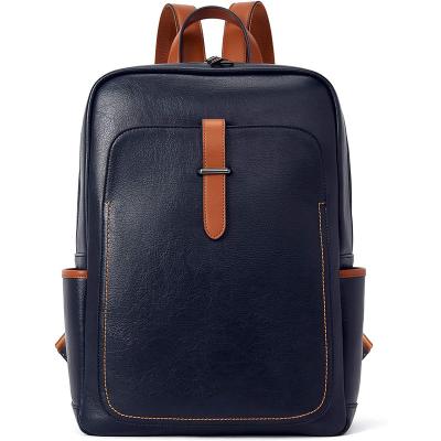 China With USB Fashion Custom Design 15.6 Inch Waterproof Business Travel Leather Computer Laptop Bag Backpack For Women Men for sale