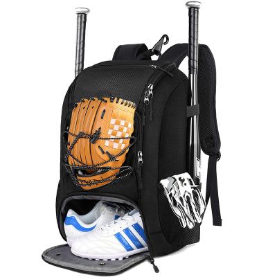 China Large Capacity Travel Sporting Goods Storage Bat Bag Waterproof Custom Outdoor Baseball Backpack With Shoe Compartment for sale