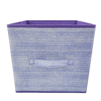 China Viable Purple Fabric Gift Storage Box Foldable Nonwoven Organizer for sale