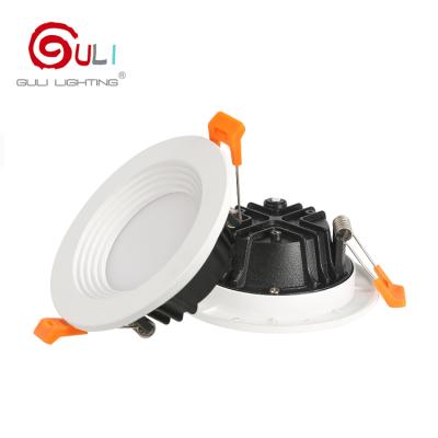 China Patented Private Mold Die Casting Aluminum Heatsink Three Color Temperature Round Led Downlight for sale