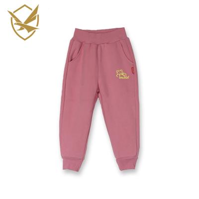 China Color Fade Proof Narrow Foot Sports Cotton Pant Bear Pattern Girls' sweat pants Casual Kids thick Sweatpants for sale