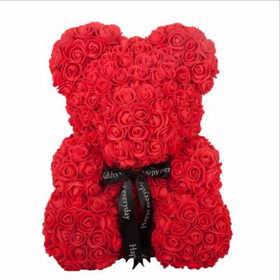 China Custom Handmade Flower Rose Bear For Valentine Gift Promotion Gift Rose Lovely Teddy Bear Rose Bear Decoration for sale