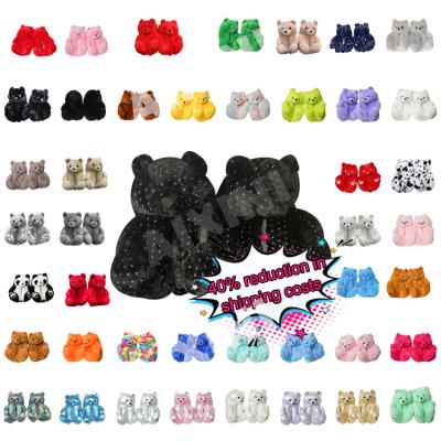 China Wholesale Cheap Lightweight Teddy Bear Slippers One Size Plush Fur Bedroom Teddy Bear Slippers Lovely Women Fits All for sale