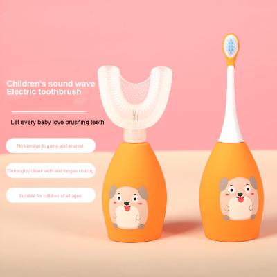 China Strong Power Children's Sonic Electric Toothbrush Cute Cartoon Sonic Electric Toothbrush Children (U-shaped + Straight Brush Two In One) for sale