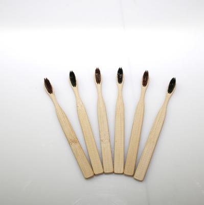 China Factory Disposable Natural Biodegradable Square Tail Soft Bamboo Toothbrush With Nylon Bristle for sale